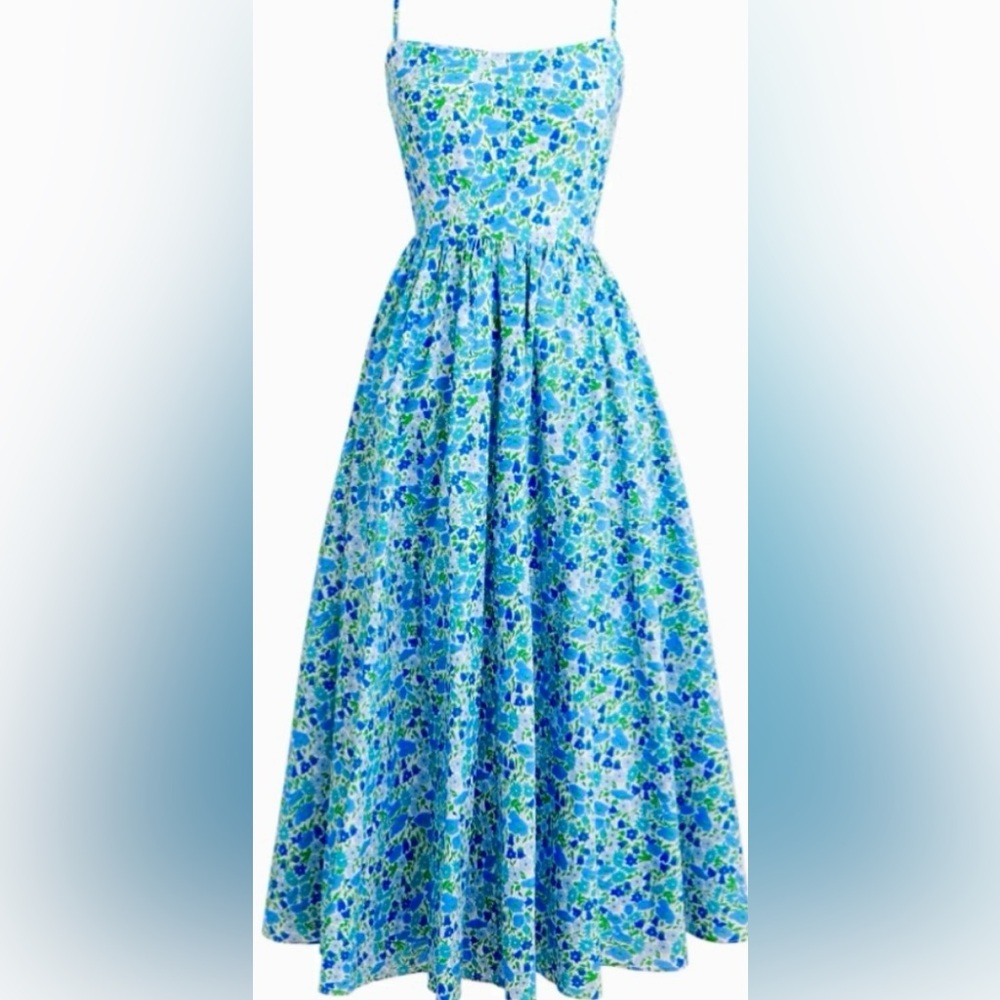 Floral Blue and Green J Crew Dress in Liberty Pattern